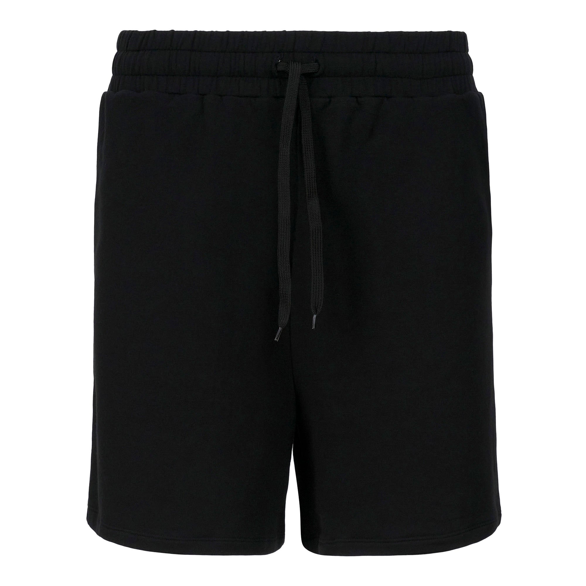 A sample shorts made of Balance Cotton Modal Terry Spandex Fabric in color of black.