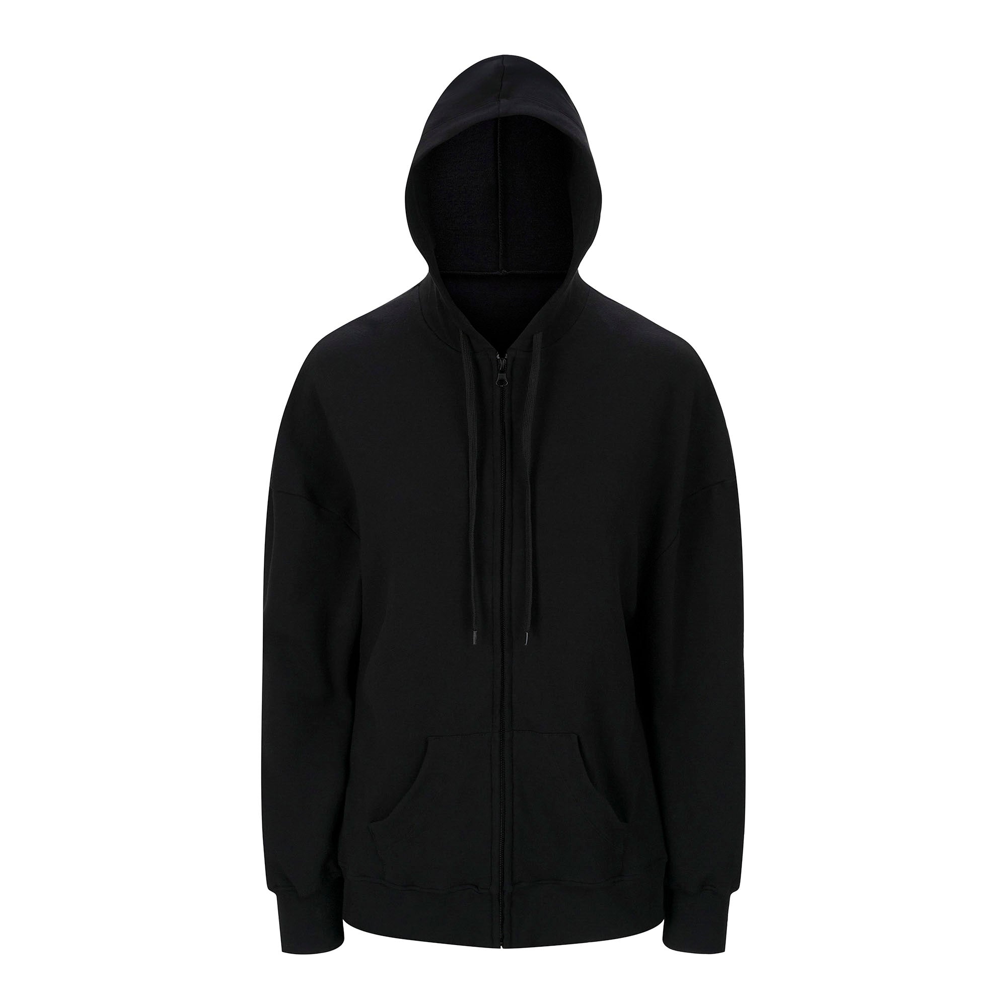 A sample hoodie made of Balance Cotton Modal Terry Spandex Fabric in color of black.