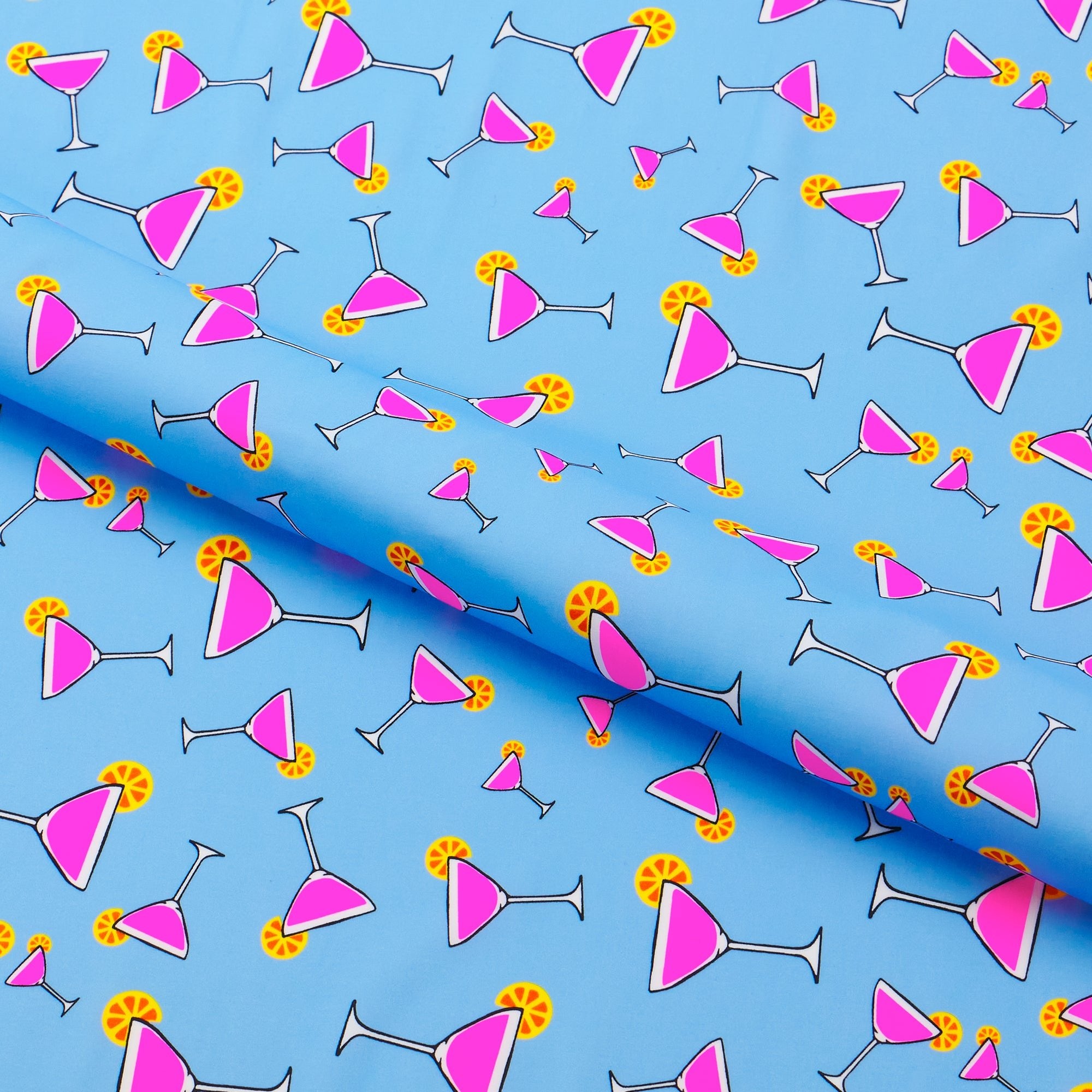 Martini Glass Printed Spandex Fabric | Blue Moon Fabrics