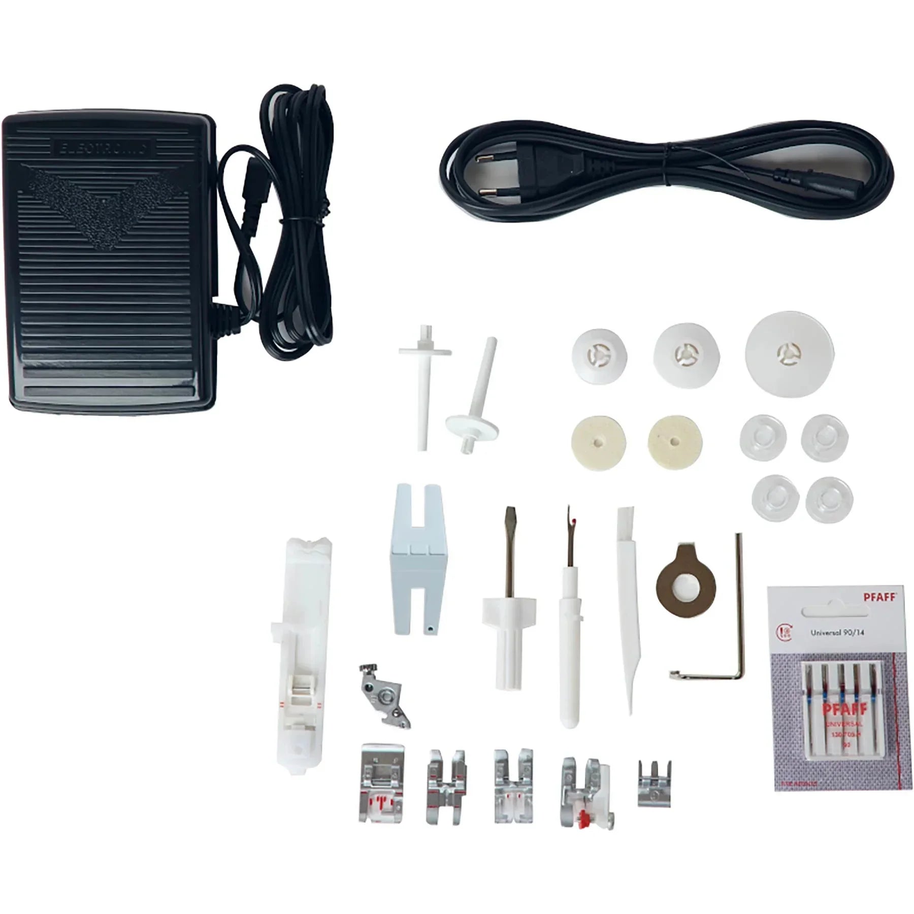 Accessories included in PFAFF creative expect 350 Sewing & Embroidery Machine.