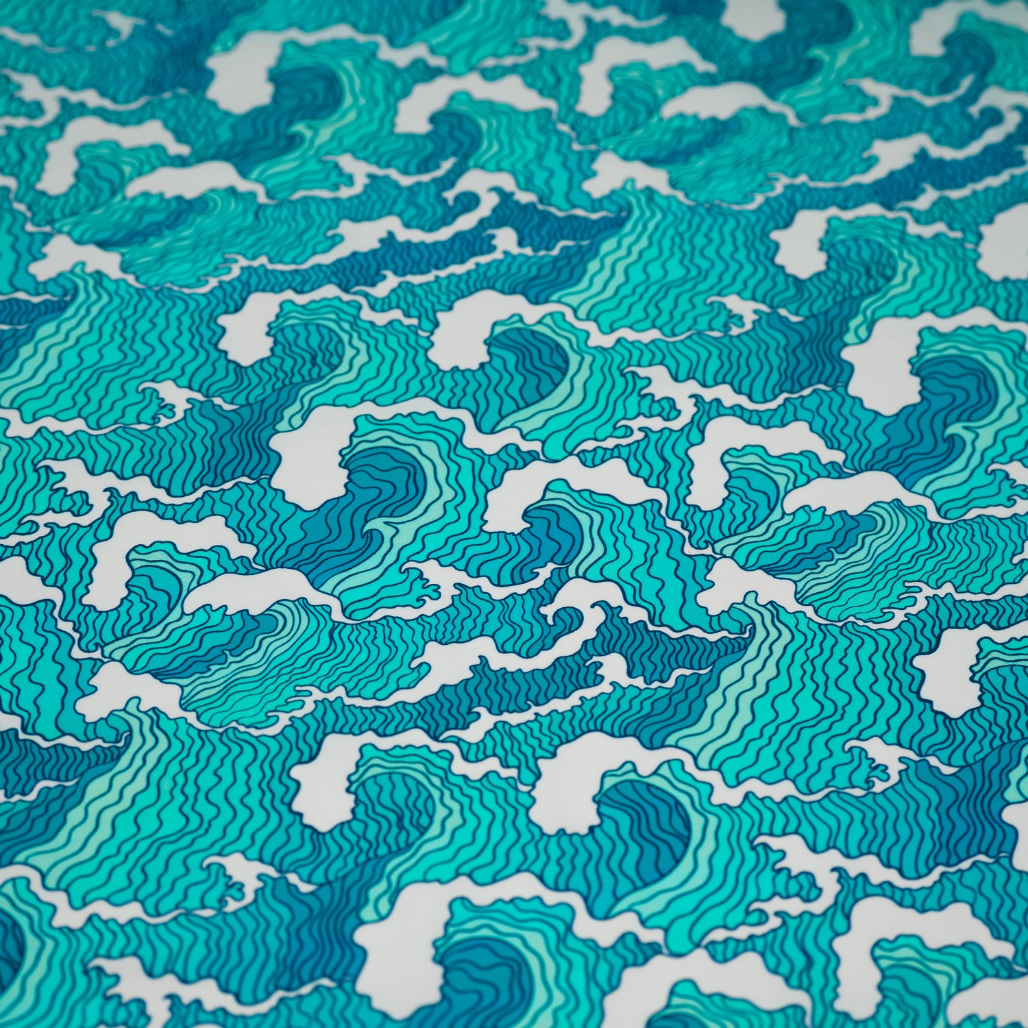 Blue Raised Waves Texture Spandex, Made to Order