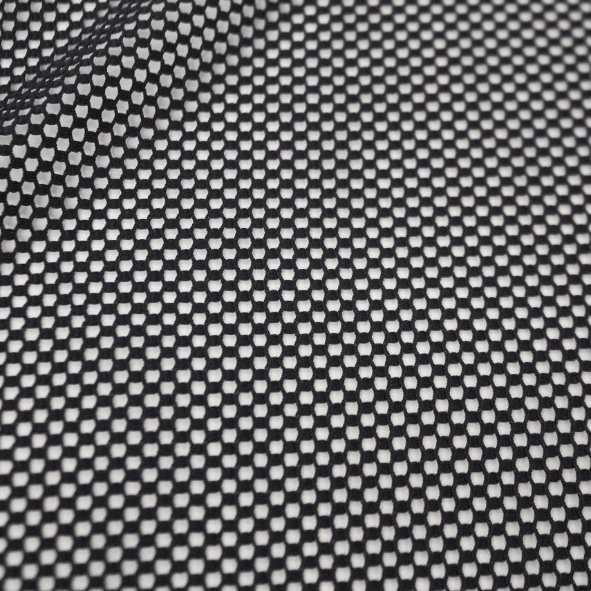 A flat sample of forte flair mesh in the color black.