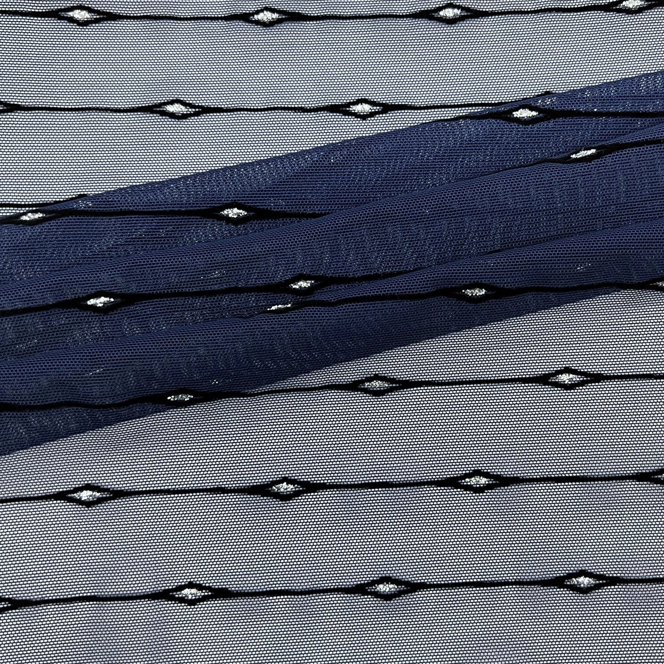 Polka Dot Flocked Stretch Mesh | Blue Moon Fabrics