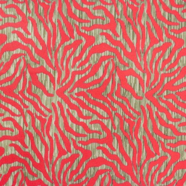 A flat sample of Neon Tiger Printed Spandex in the color Wild Watermelon.
