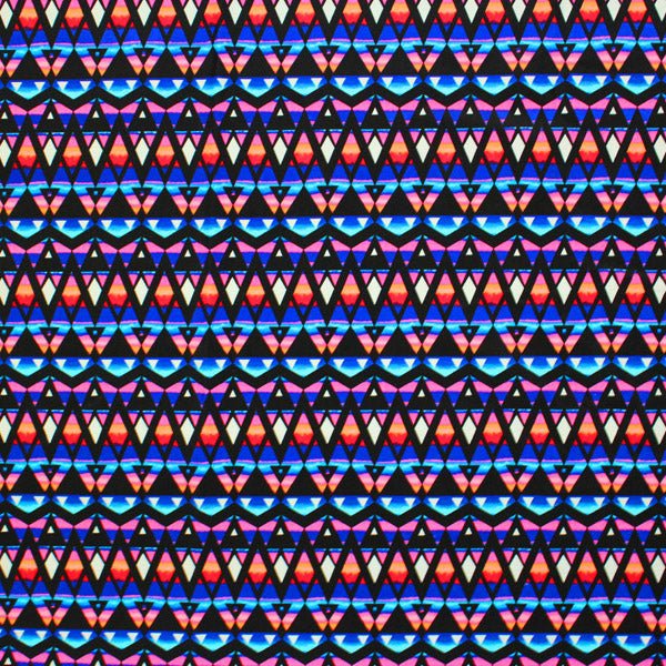 A flat sample of Diamond Triangle Printed Spandex.