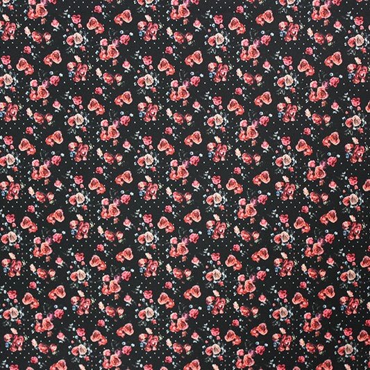 A flat sample of Rose Garden Printed Spandex.