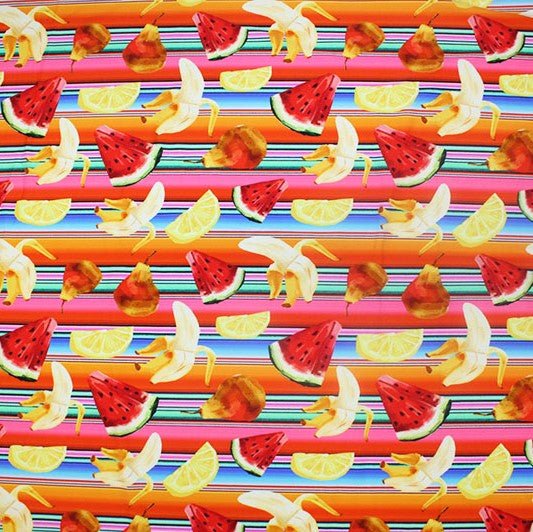 A flat sample of Smoothie Printed Spandex.