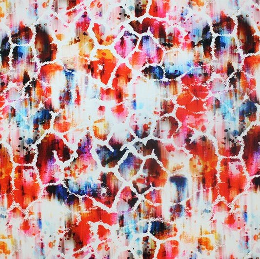 A flat sample of Wild Giraffe Printed Spandex.