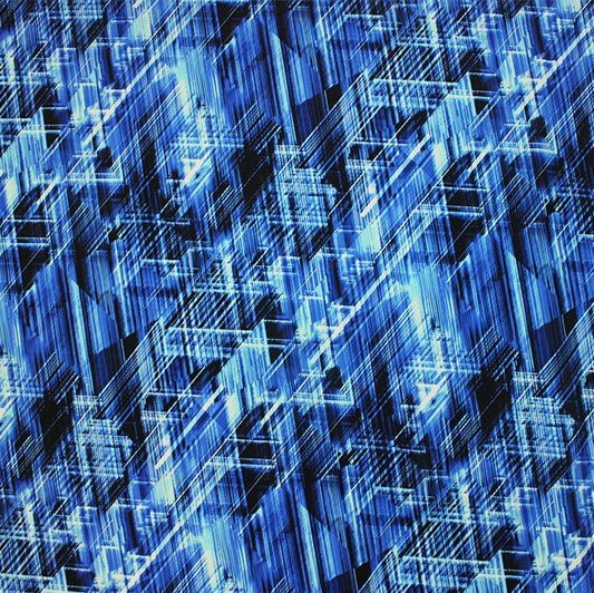 A flat sample of artificial intelligence printed spandex.