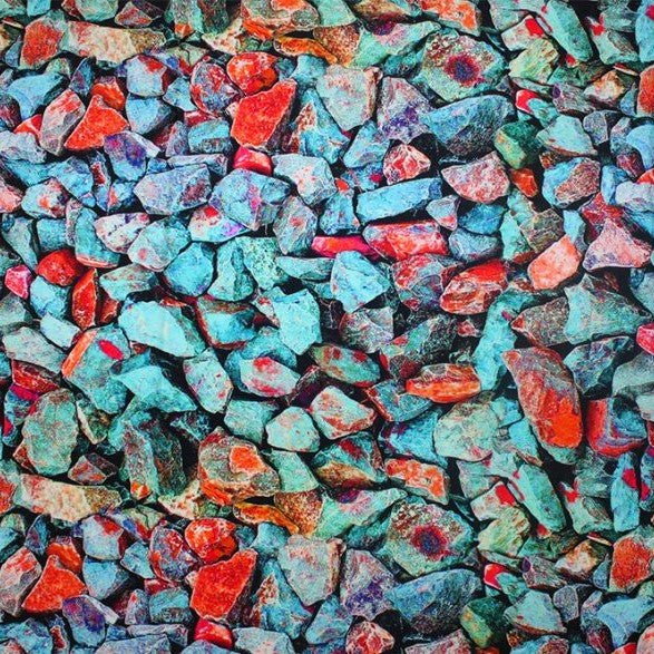 A flat sample of radioactive rocks printed sample.