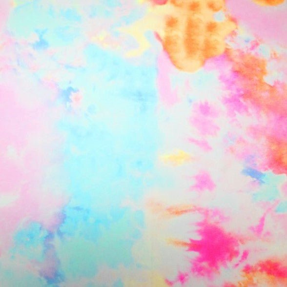 A flat sample of sweet heaven printed spandex.