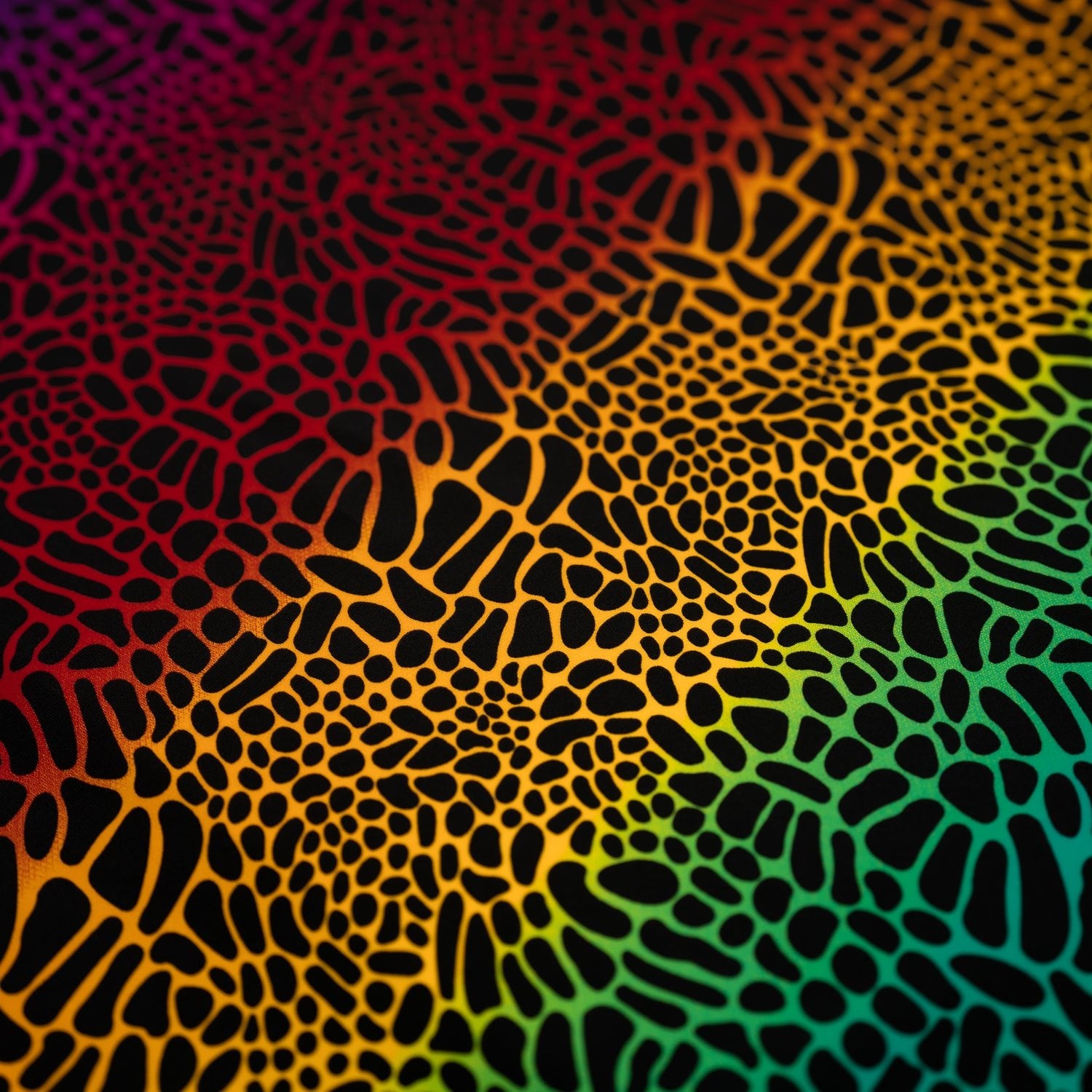 A flat sample of Multicolor Safari Spots Printed Spandex