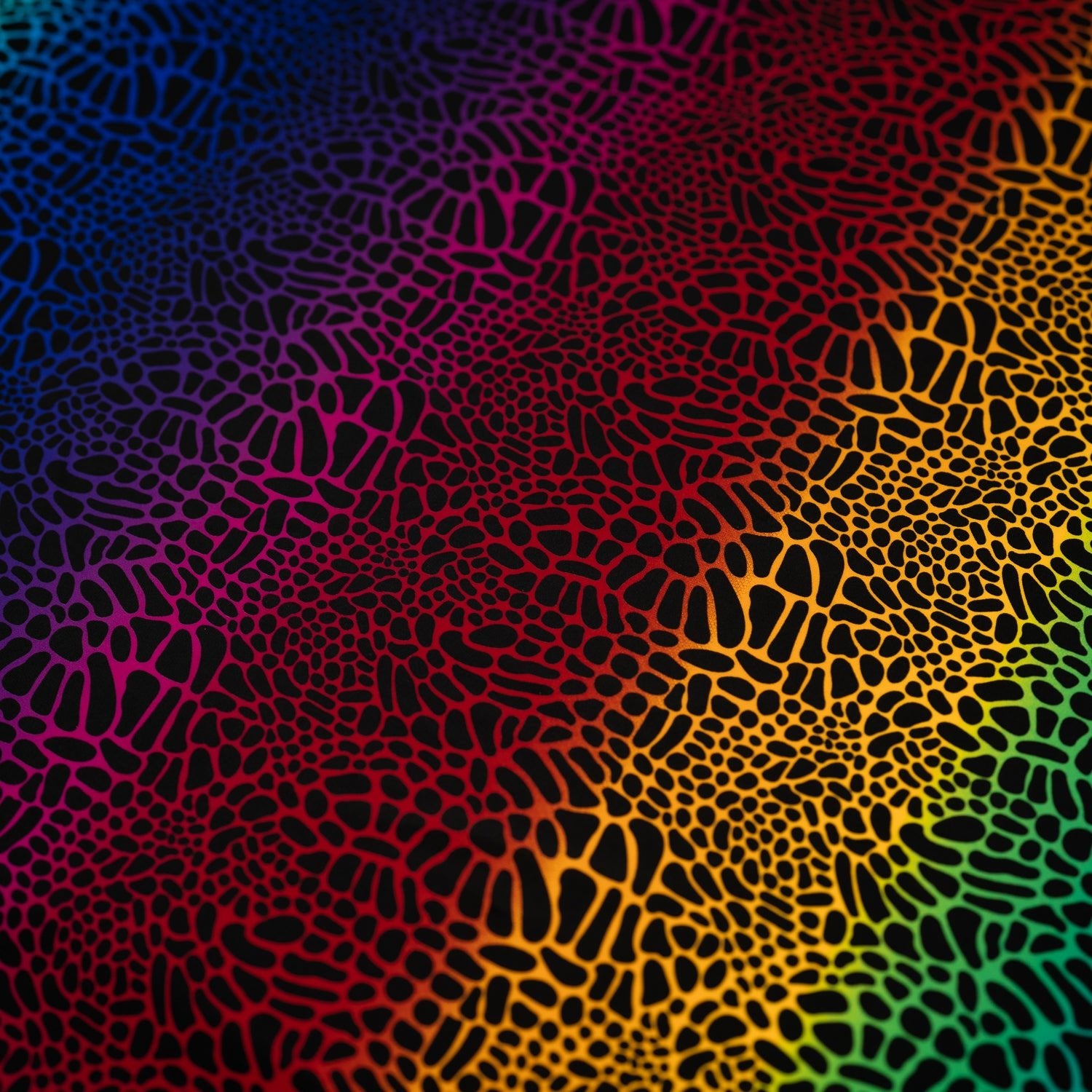 A flat sample of Multicolor Safari Spots Printed Spandex