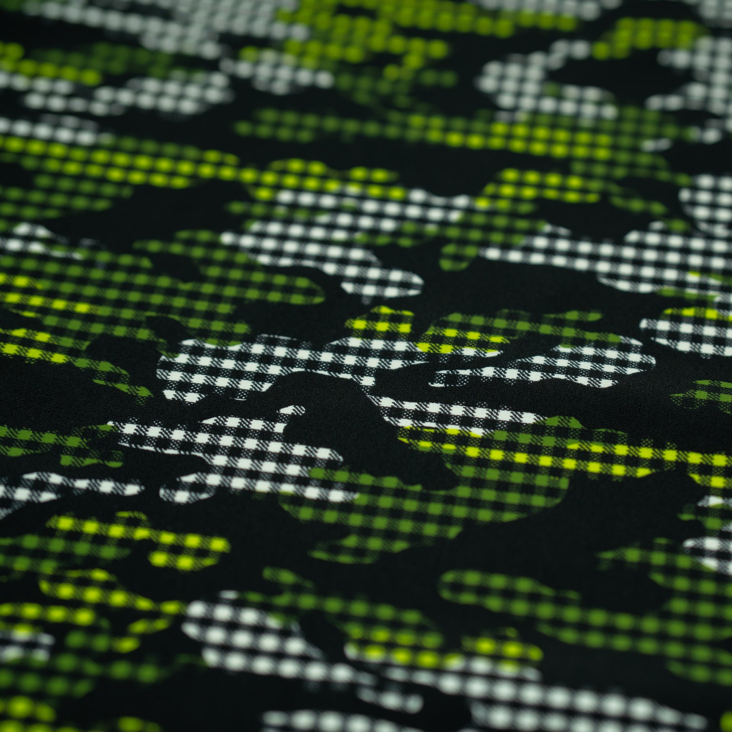 A flat sample of Camouflage Plaid Printed Spandex