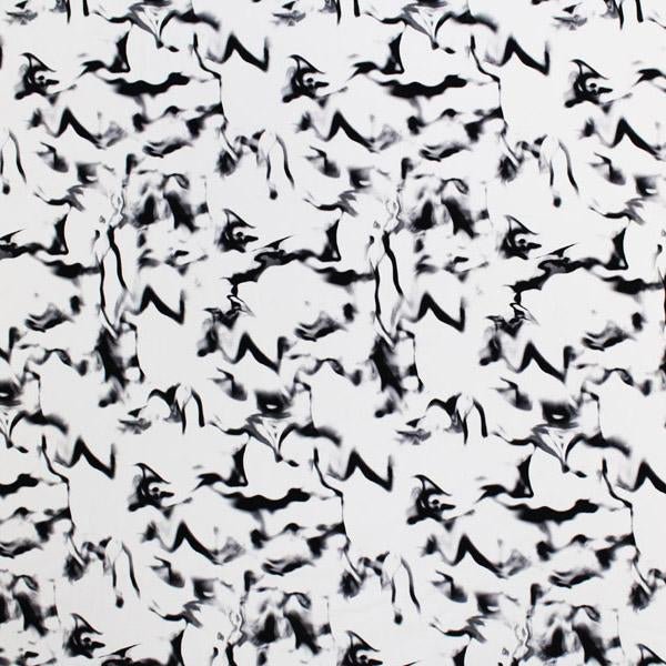 A flat sample of black Marble Printed Spandex on white.