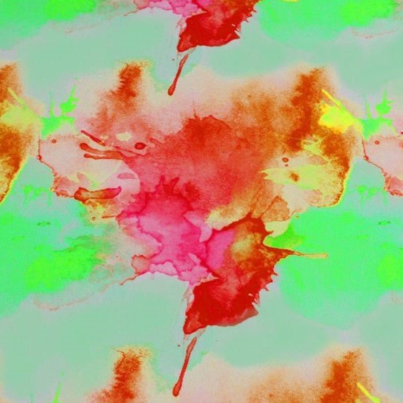 A flat samples of neon pastels printed spandex.