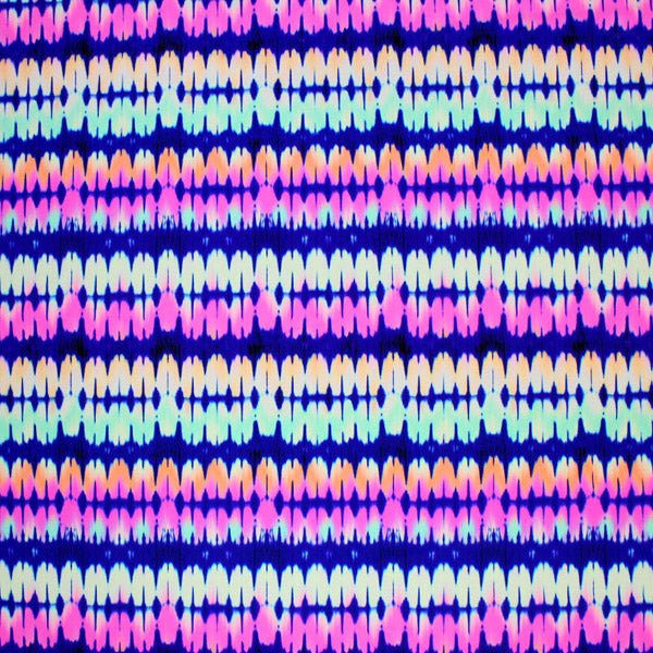 A flat sample of Tie Dye Stripes Printed Spandex.