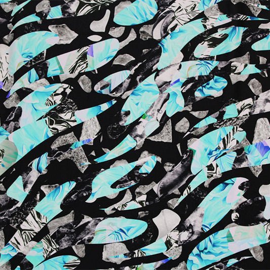 A flat sample of Broken Mirrors Printed Spandex.