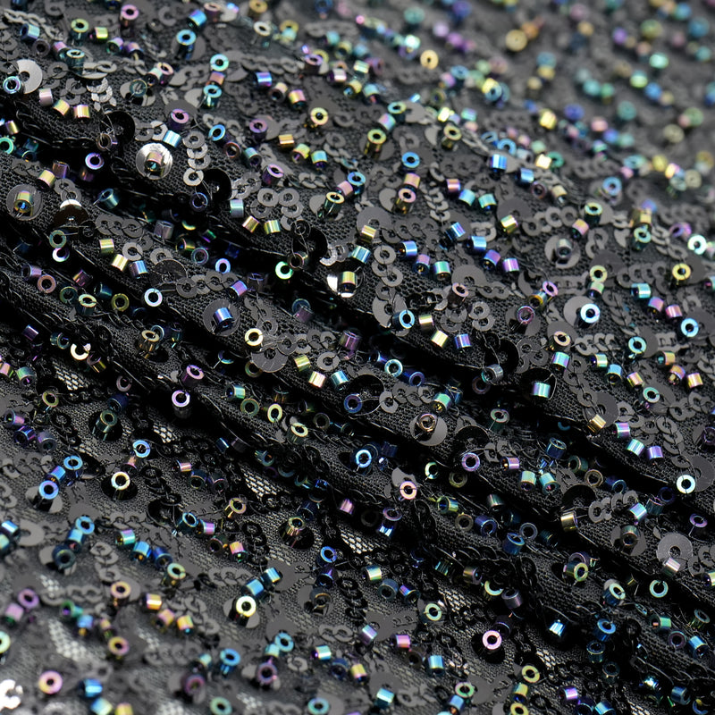 Prestige Beaded with Sequins Stretch Mesh Fabric | Blue Moon Fabrics