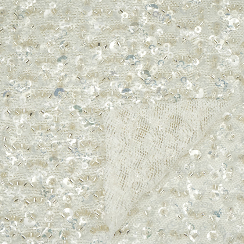 Prestige Beaded with Sequins Stretch Mesh Fabric | Blue Moon Fabrics