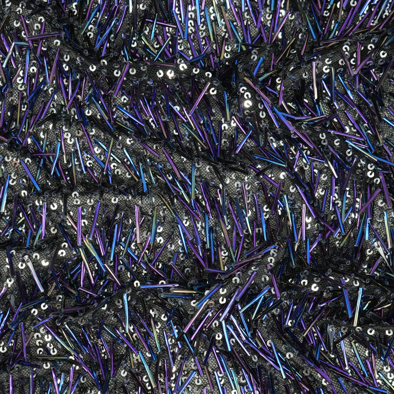 Gleam Beaded with Sequins Stretch Mesh Fabric | Blue Moon Fabrics