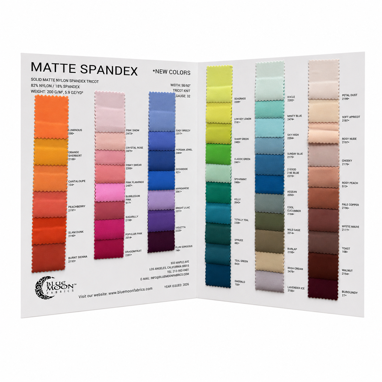 Matte Nylon Spandex Expansion Card | Blue Moon Fabrics