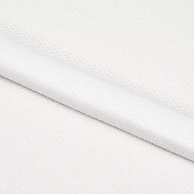 A flat sample of Diamond Jacquard Stretch Mesh Fabric in color white.