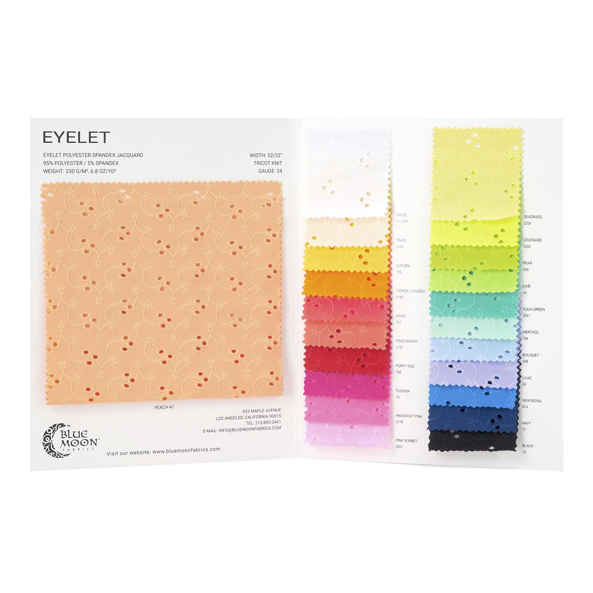 Eyelet Polyester Spandex Jacquard Spandex Color Card | Blue Moon Fabri