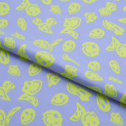 A sample piece of Smiley Face Printed Spandex Fabric.