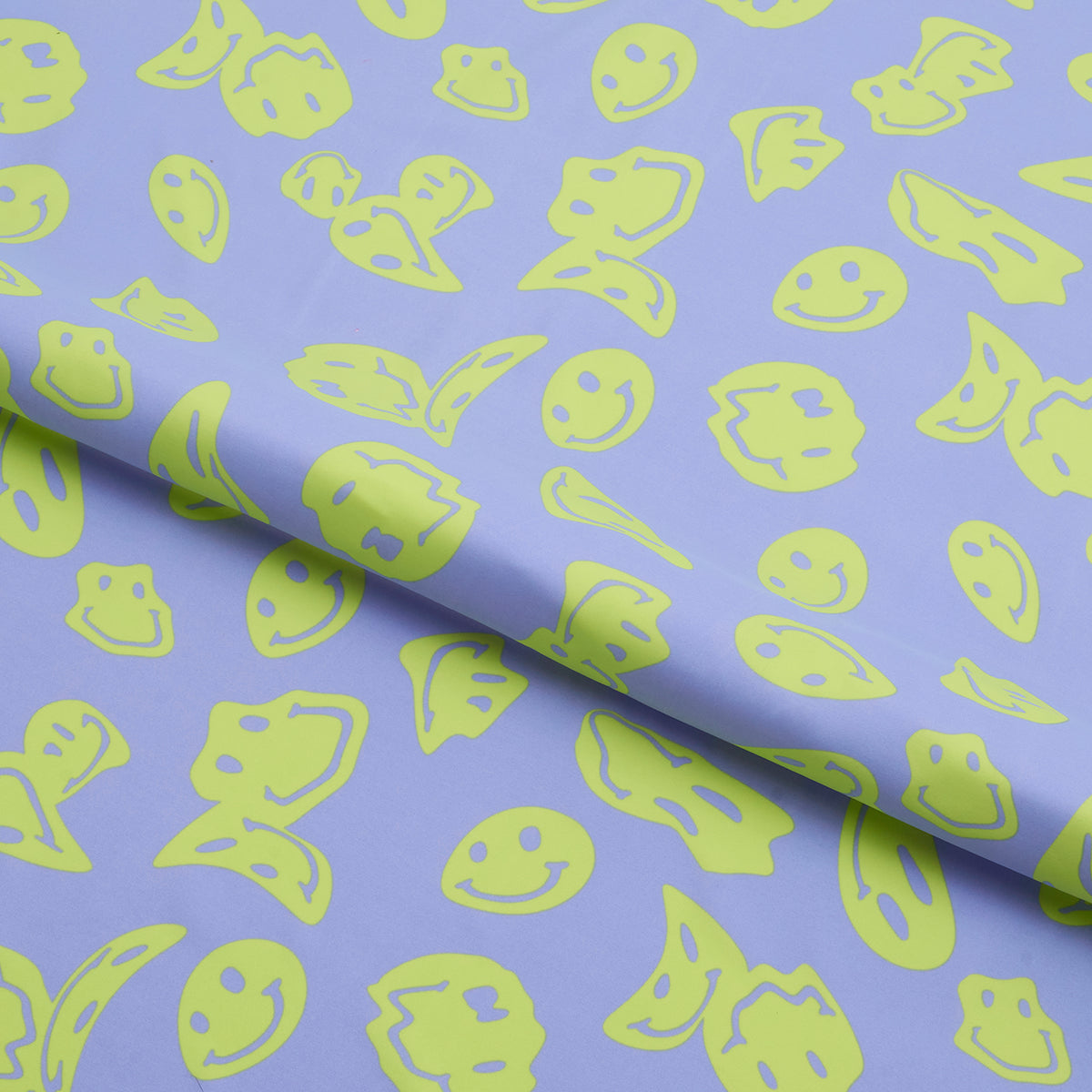 A sample piece of Smiley Face Printed Spandex Fabric.