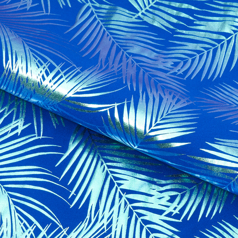 Electric Palm Foil Printed Spandex Fabric | Blue Moon Fabrics