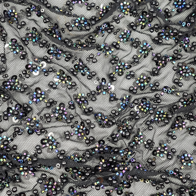 Blossom Beaded with Sequin Stretch Mesh Fabric | Blue Moon Fabrics