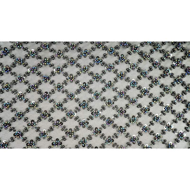 Blossom Beaded with Sequin Stretch Mesh Fabric | Blue Moon Fabrics