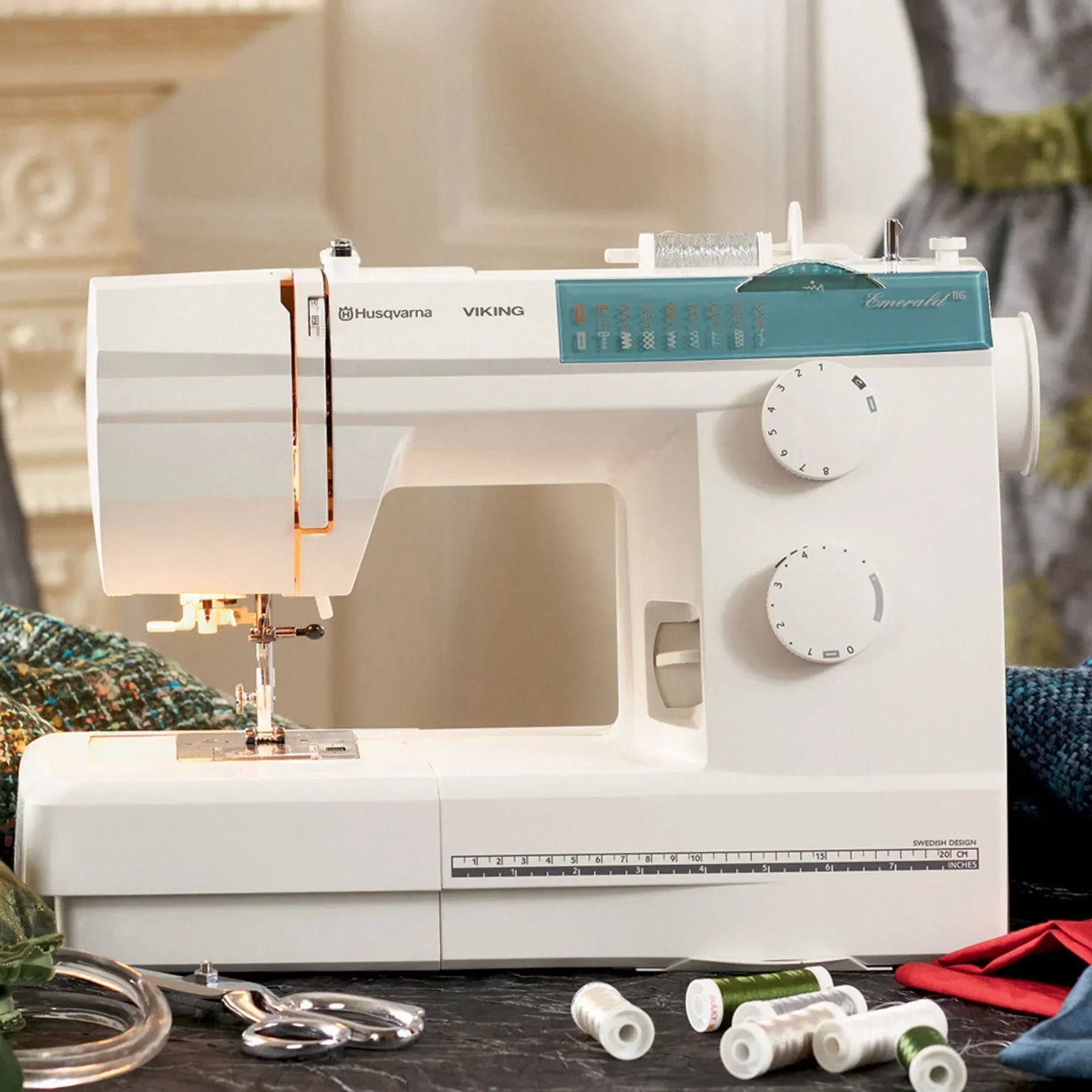 A sample of HUSQVARNA VIKING EMERALD 116 Sewing Machine.