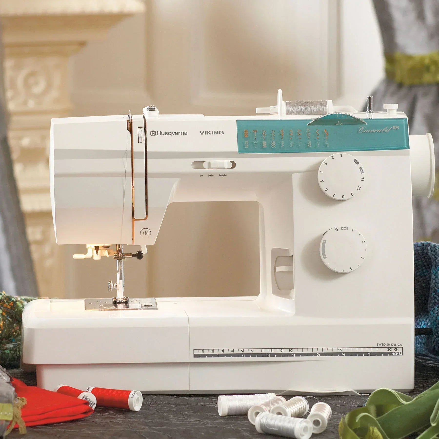 A sample of HUSQVARNA VIKING EMERALD 118 Sewing Machine.