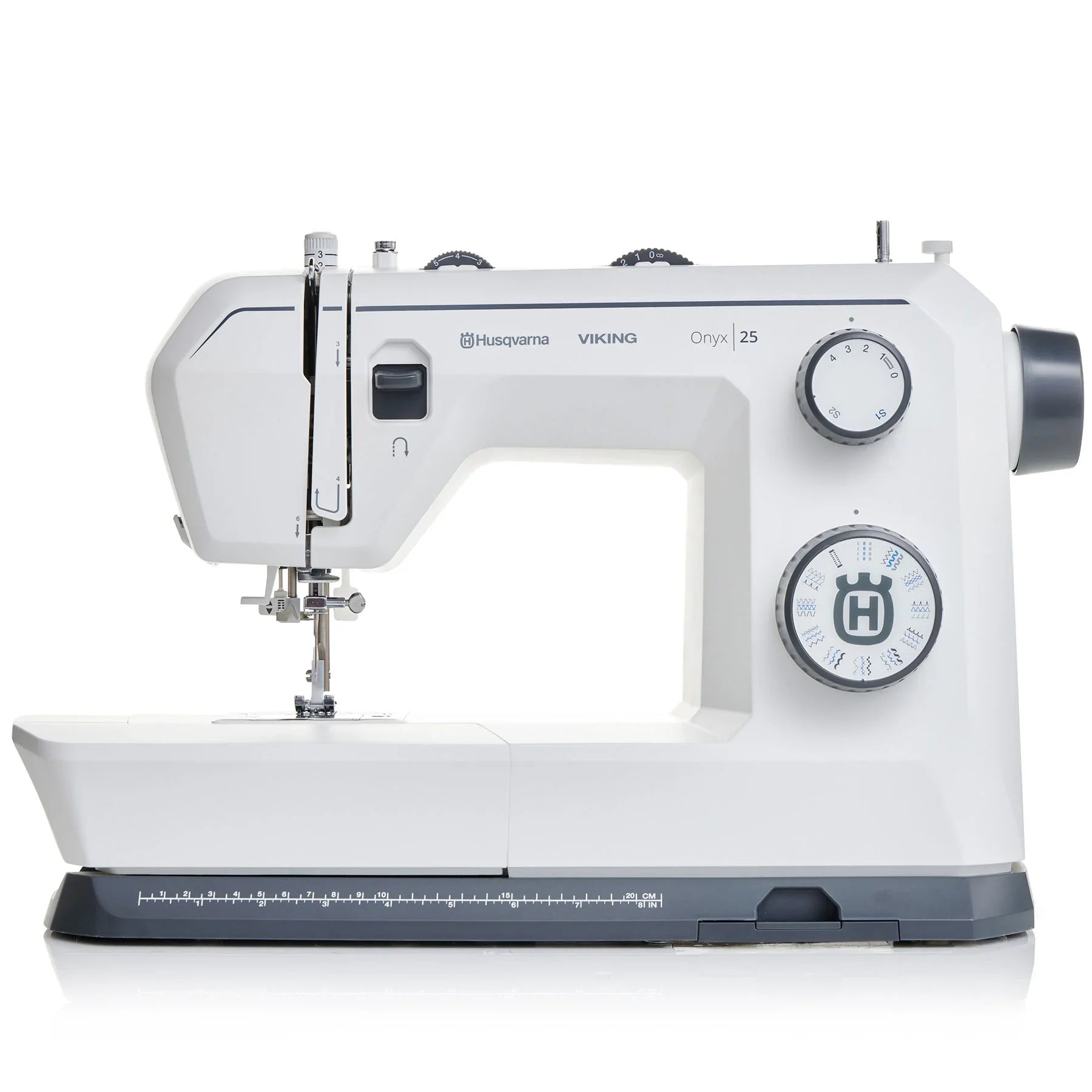 A sample of HUSQVARNA VIKING ONYX 25 Sewing Machine in White.