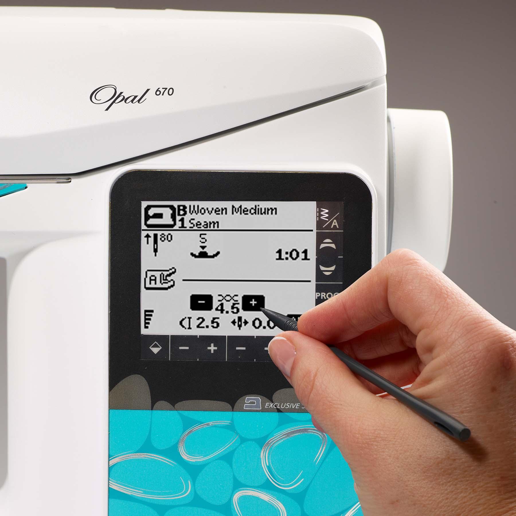 Digital Screen of HUSQVARNA VIKING OPAL 670 Sewing Machine.