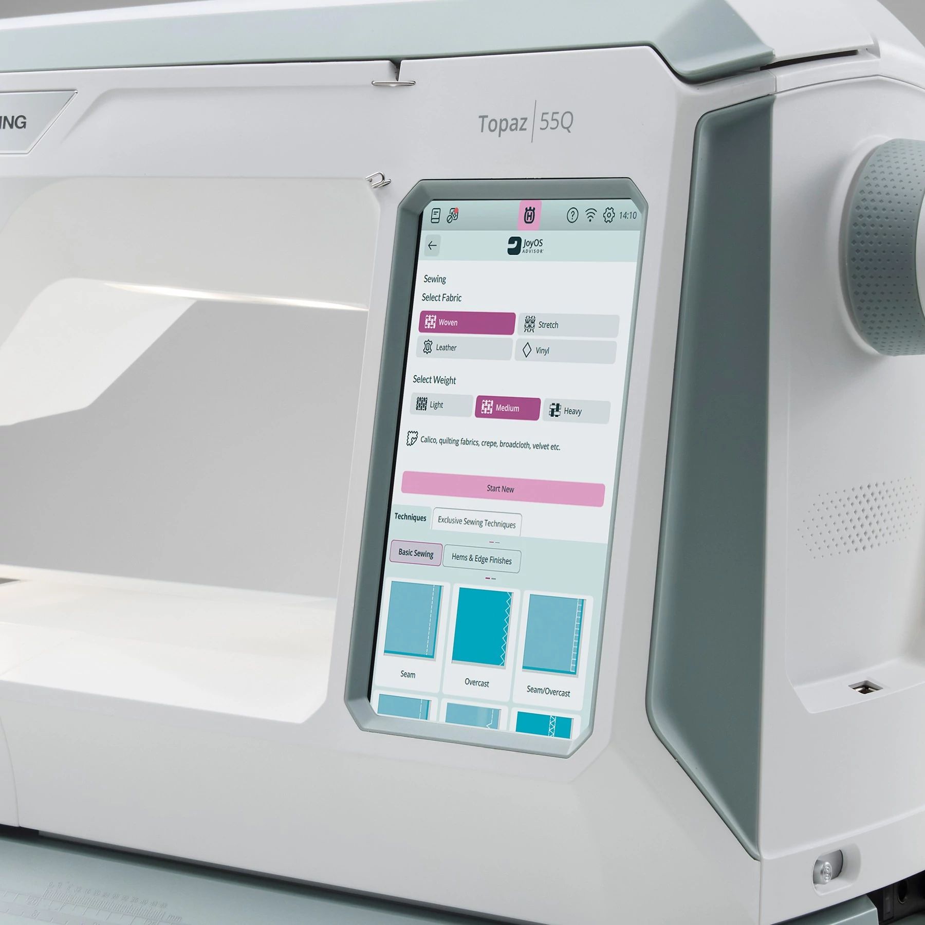 Digital touchscreen of HUSQVARNA® VIKING® TOPAZ™ 55Q Sewing Machine.