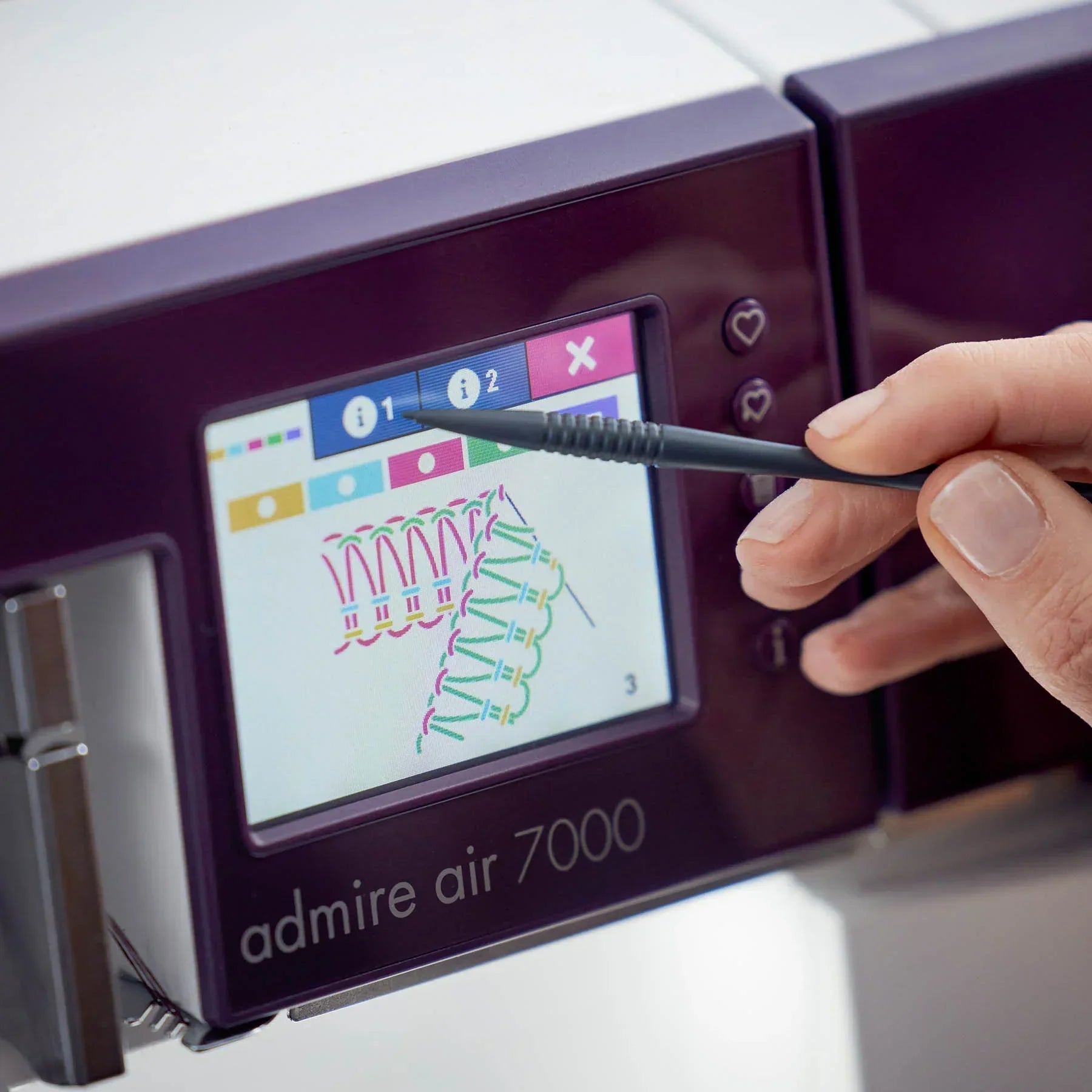 Digital sample of PFAFF® admire™ air 7000 Purple Coverlock Machine.