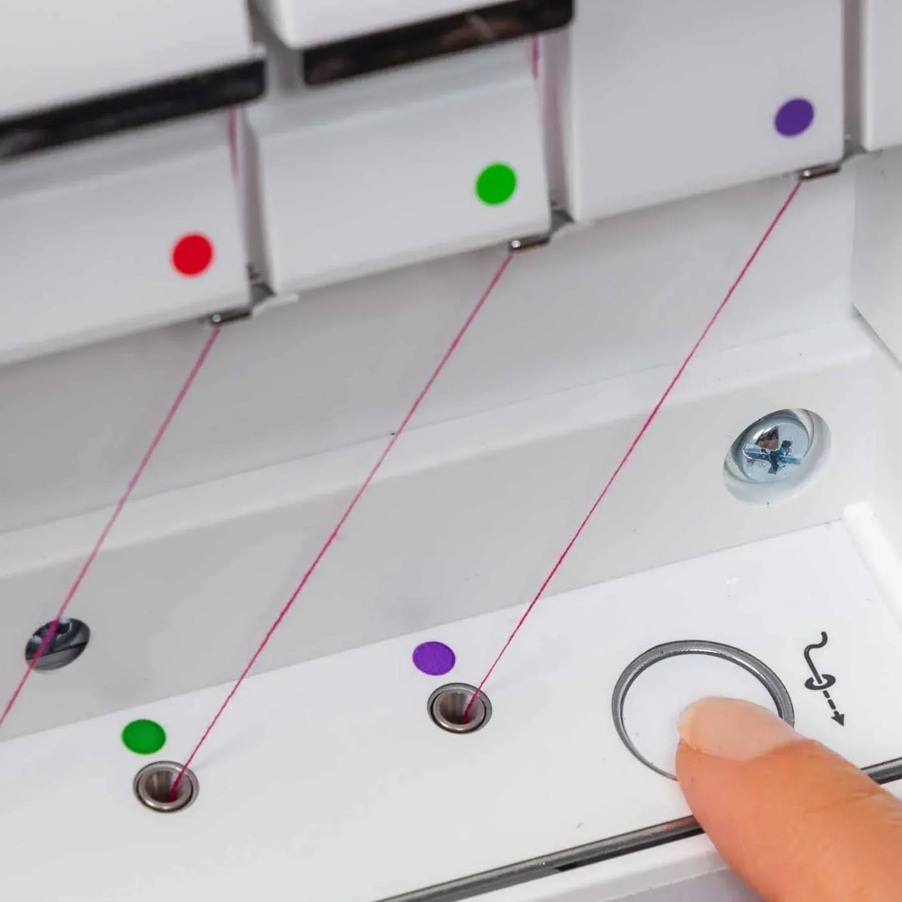 A sample of PFAFF® admire™ air 7000 Purple Coverlock Machine.