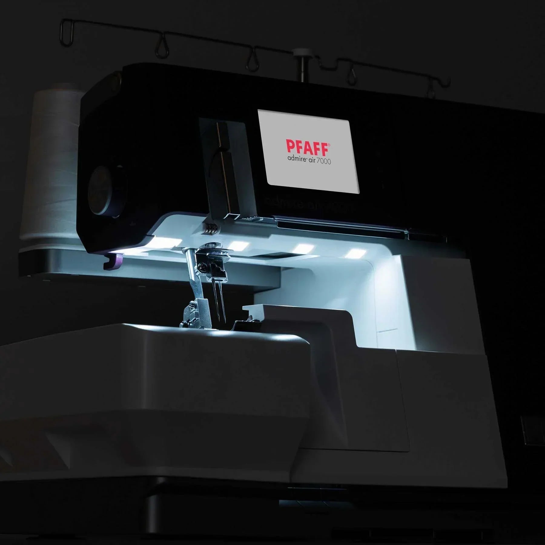 LED lights of PFAFF® admire™ air 7000 Purple Coverlock Machine.