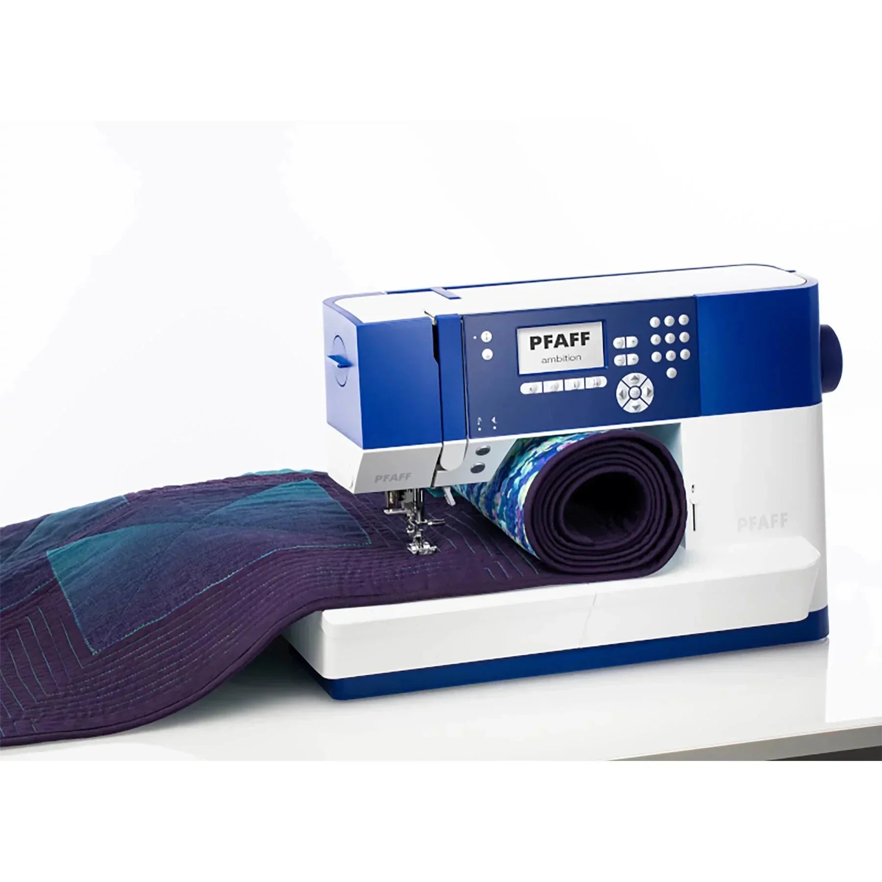 A sample of PFAFF ambition 610 Blue Sewing Machine.