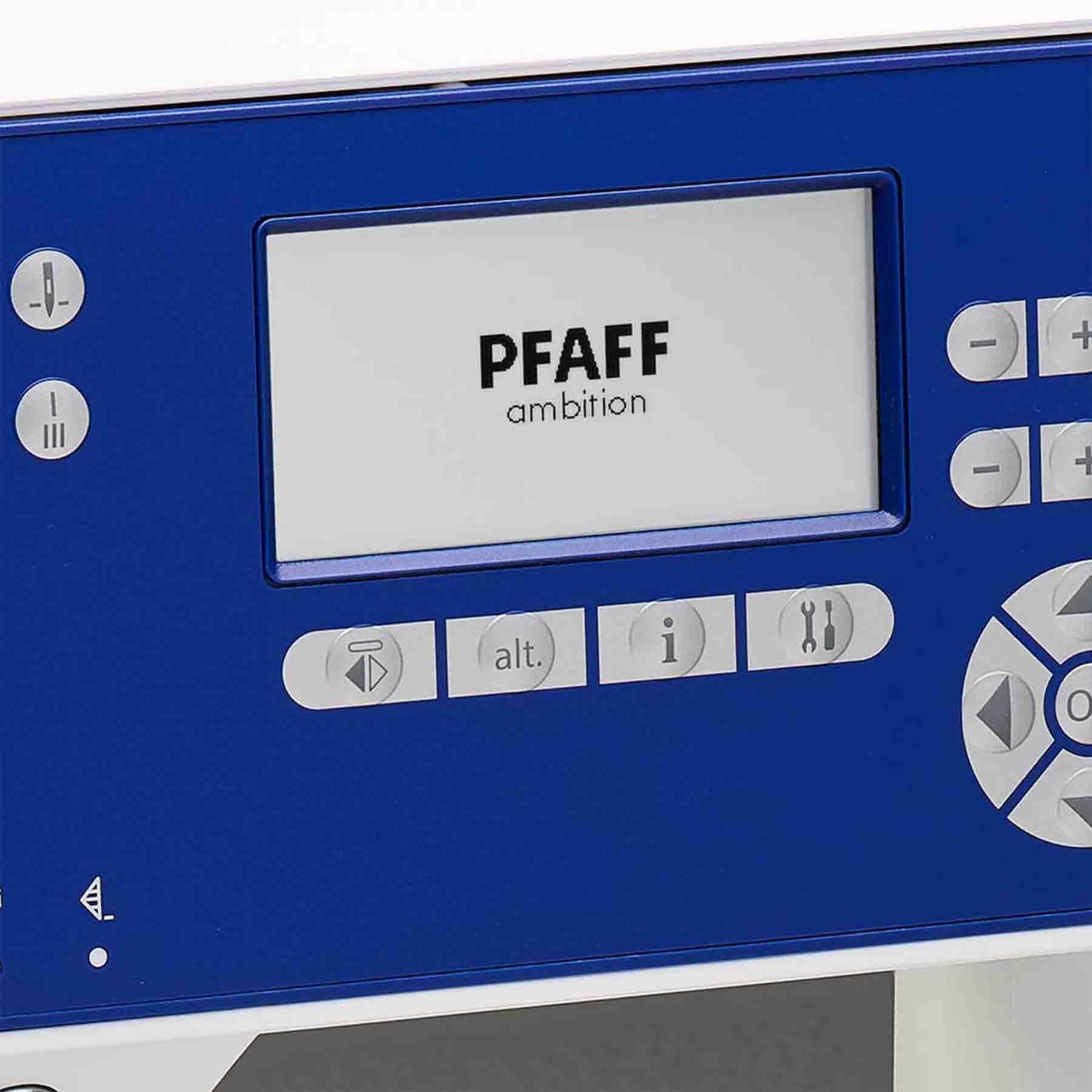 A sample of PFAFF ambition 610 Blue Sewing Machine.