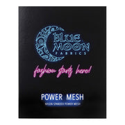 A sample color card for Power Mesh Nylon Spandex Fabric, featuring all fabric color options in swatches.