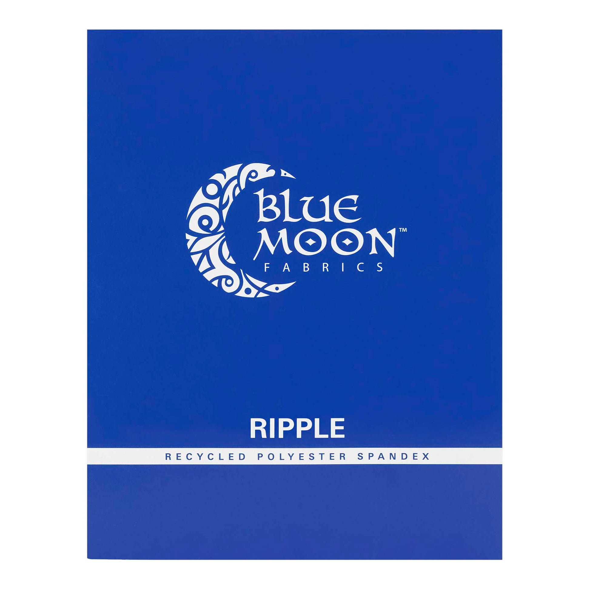 A sample color card for Ripple Recycled Polyester Spandex, featuring all fabric color options in swatches.