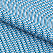 A piece of Bit Squared Printed On Recycled Spandex Fabric in color blue/white.