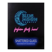 A sample color card for Shattered Glass Foiled Spandex Fabric, featuring all fabric color options in swatches.
