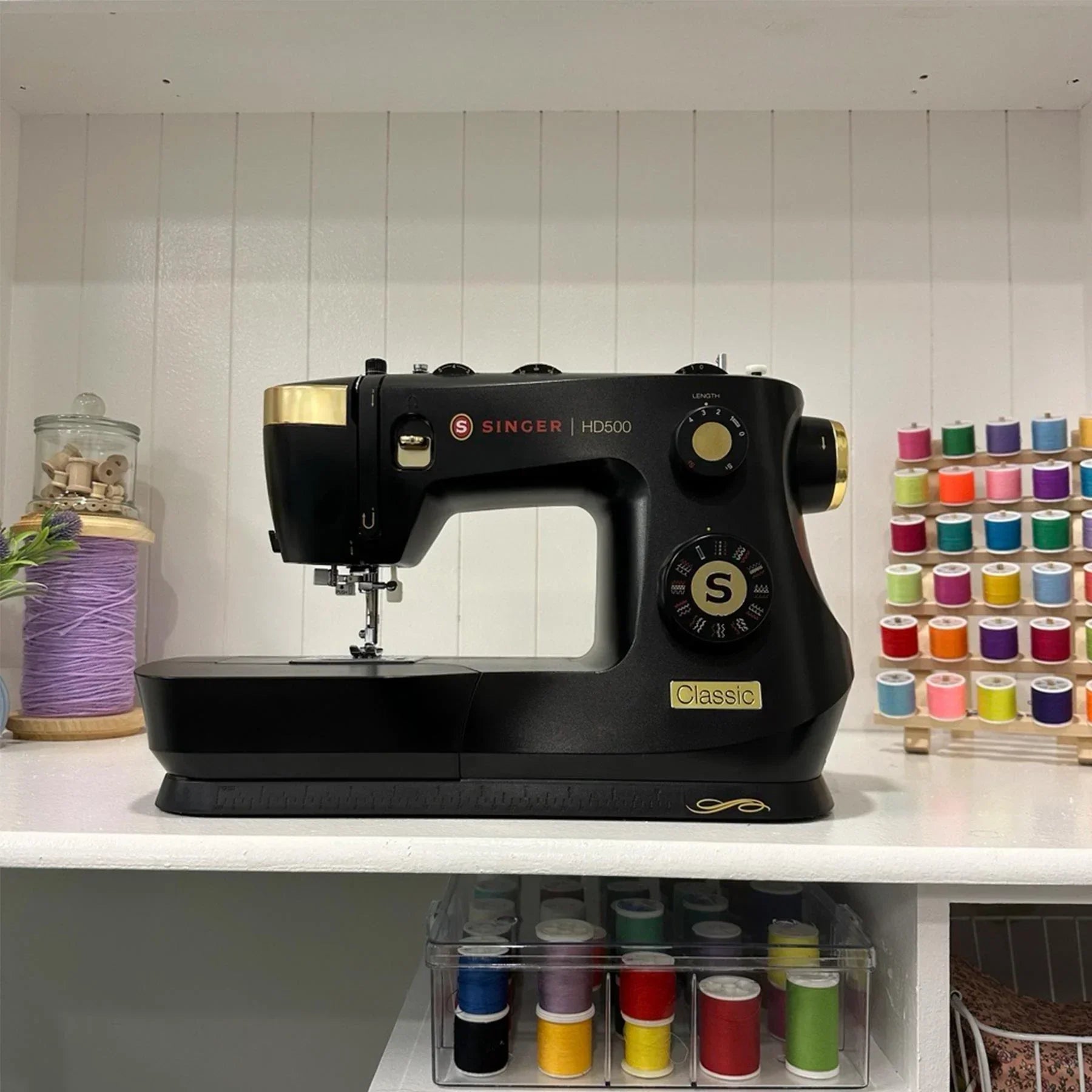 A sample of the Singer HD500 Classic Black Sewing Machine.
