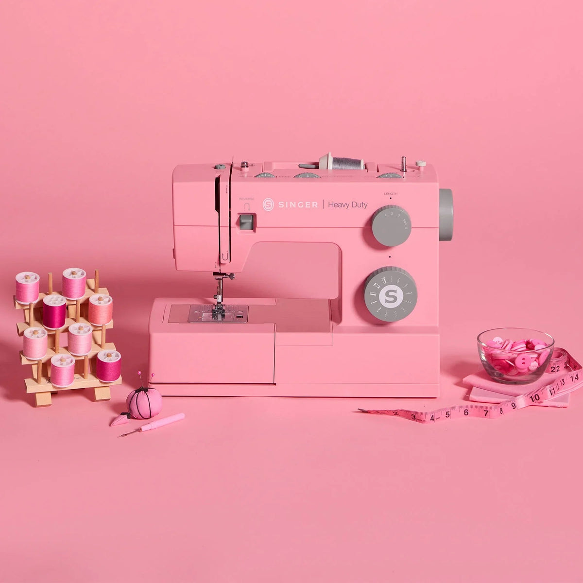 A sample of SINGER® Heavy Duty 4411 Pink Sewing Machine.