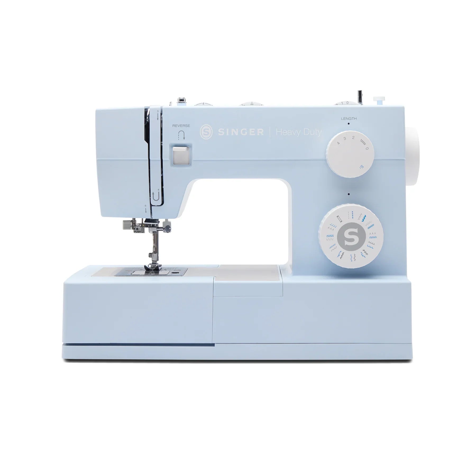 A sample of SINGER Heavy Duty 4423 Meltwater Blue Sewing Machine.